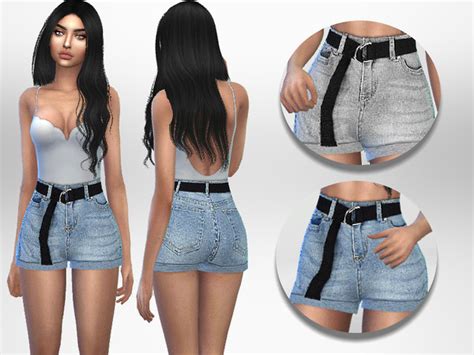 Puresims Belted Shorts Sims 4 Sims 4 Clothing Sims