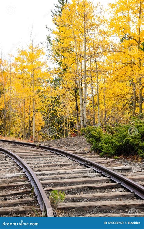 Autumn Train Tracks Stock Image Image Of Curving Click 49033969