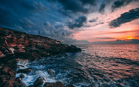 Download Coast, sunset, nature, sea wallpaper, 1680x1050, Widescreen 16:10, Widescreen