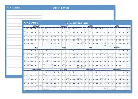 At A Glance Erasable Yearly Wall Calendarblue 44nr50pm200 28