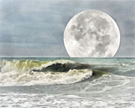 Super Moon Rise Over The Ocean Photograph By Helene Guertin Fine Art