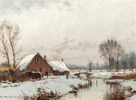 Dutch Village Winter Scene By Hans Van Moerkerken