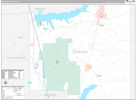 Yalobusha County Ms Wall Map Premium Style By Marketmaps Mapsales