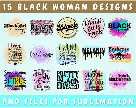 Black Woman Sublimation Designs Bundle 15 Designs Black Girl Png By