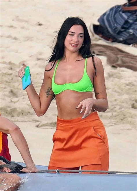 Dua Lipa Turns Up The Heat In A Neon Green Bikini At The Beach In St Barts