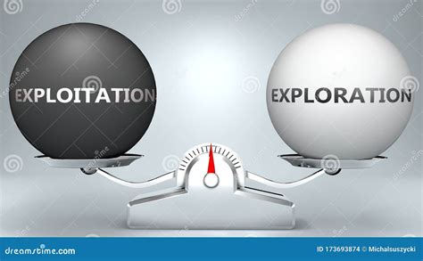 Exploitation And Exploration In Balance Pictured As A Scale And Words