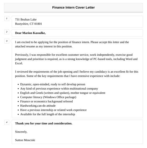 Finance Intern Cover Letter Velvet Jobs