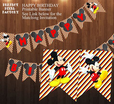 Mickey Mouse Banner Mickey Mousebirthday Bannerbunting Etsy