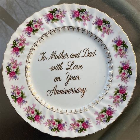 Vintage Parents Anniversary Plate Porcelain With Rose Border Etsy