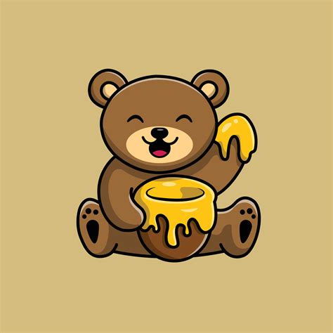Cute Teddy Bear Eat Honey Illustration 4990510 Vector Art At Vecteezy