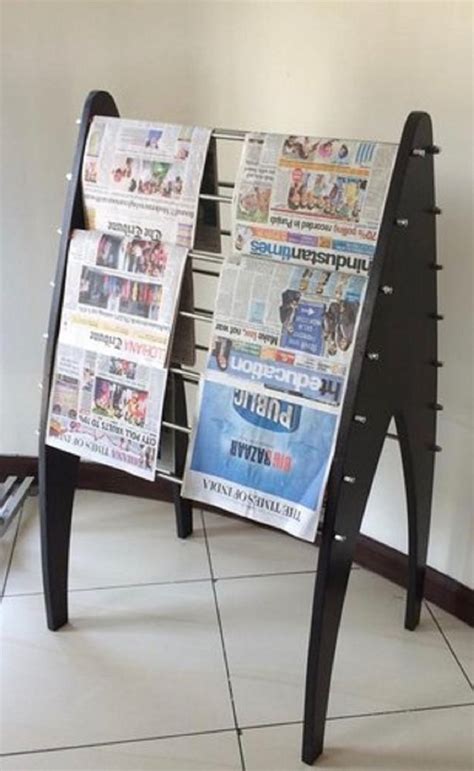 Wooden Brown Magazine And Newspaper Rack For Library Size 6inch At