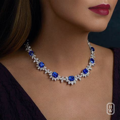 Vivid Blue Sapphires Paired With Diamonds Necklace In A Regal High
