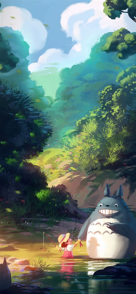 Av34 Totoro Anime Liang Xing Illustration Art Blue Wallpaper