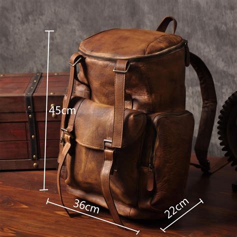 Personalized Leather Backpack Men Travel Backpack Hiking Rucksack Unis Lisabag