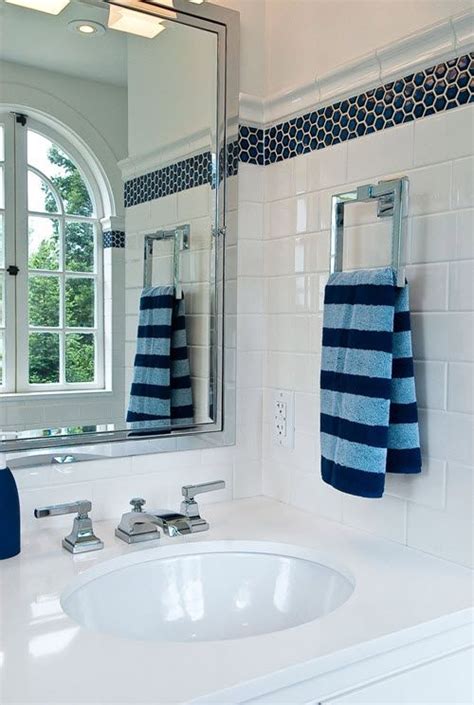 40 Navy Blue Bathroom Tiles Ideas And Pictures Blue Bathroom White