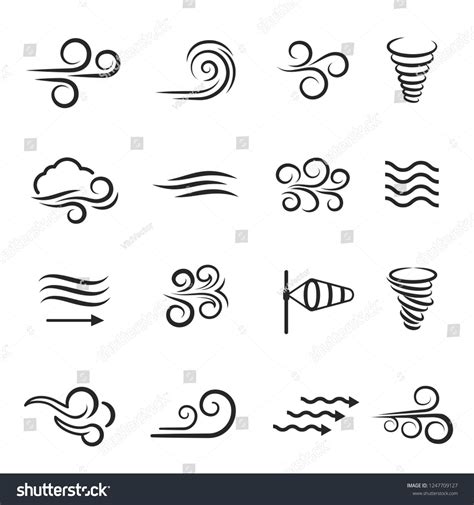 Wind Weather And Environment Nature Icon Set Natural Movement Of The