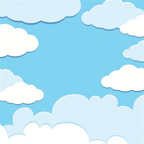 Premium Vector Background Template With Blue Sky And White Clouds