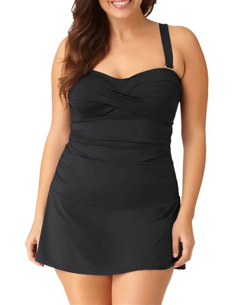 Anne Cole Plus Size Twist Front Ruched One Piece Swimdress Swimsuit