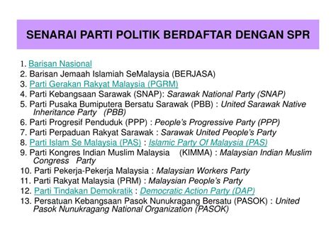 Namun di sisi lain pengetatan itu menyebabkan frustrasi di kalangan masyarakat. Senarai Parti Politik Di Malaysia