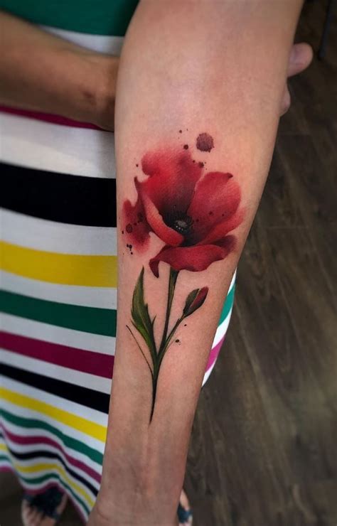 Watercolor Poppy Tattoo Inkstylemag Watercolor Poppy Tattoo