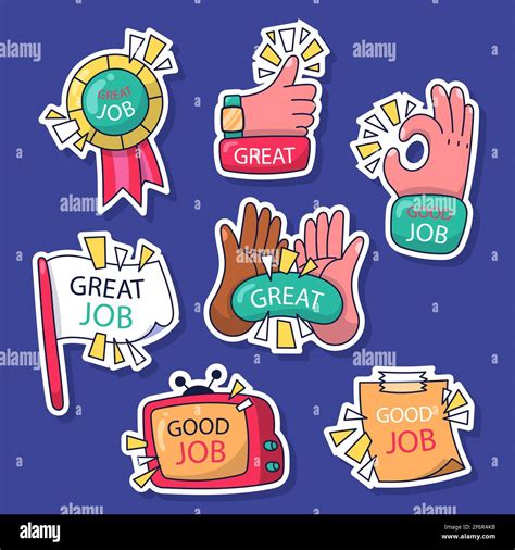 Set Of Good Job And Great Job Stickers Vector Illustration Stock Vector