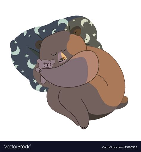 Winter Sleep Brown Bear Hibernation Royalty Free Vector