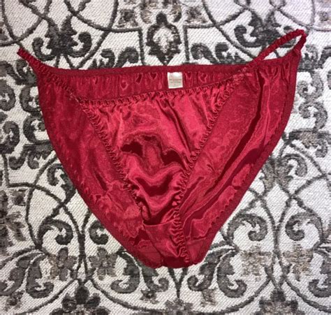 Vintage Red Shiny Satin String Bikini Panties Sissy L Picclick