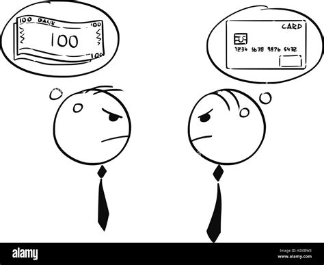 Cartoon Stick Man Illustration Of Two Businessman Arguing About Cash