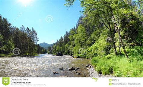 Mountain River Sema Landscape In Altai Stock Photo Image Of Flowing