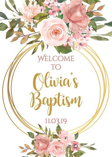 Printable Floral Baptism Welcome Sign Available In Many Sizes