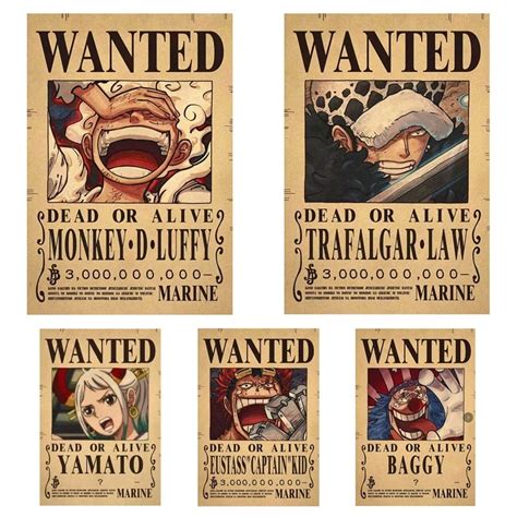 Novo Anime Tamanho Grande One Piece Luffy Billion Bounty Wanted Cartazes Quatro Imperadores