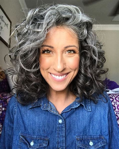 Breathtaking Gray Hair Blend On Curly Hair Silver Hair Highlights