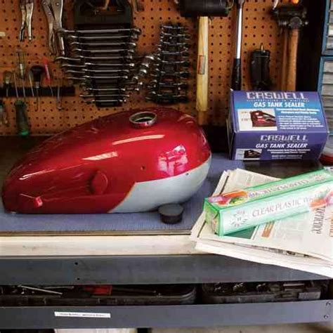 Old motorcycle gas tanks are notorious for rusting out after being improperly stored. Apply an Epoxy Sealer on a Leaking Gas Tank - Classic ...
