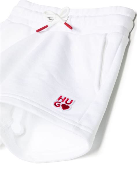 Hugo Kids Embroidered Logo Cotton Shorts Farfetch