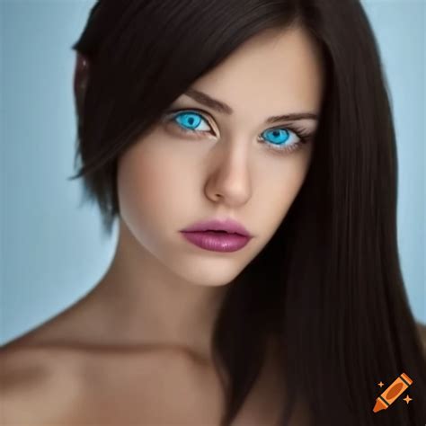 beautiful portrait of a woman with blue eyes and dark hair