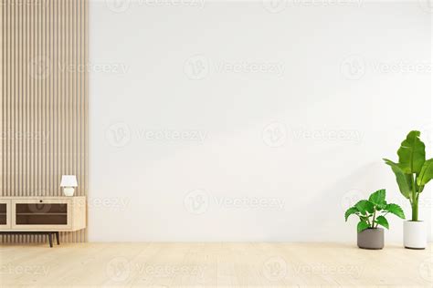 Minimalist Empty Room With White Wall And Green Plant 3d Rendering