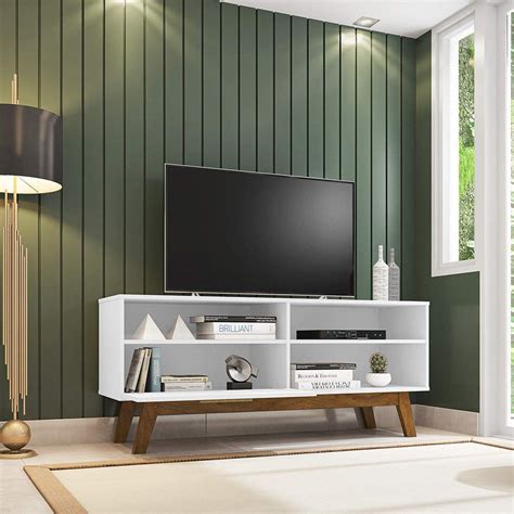 Rack para TV até 55 Polegadas Pés Madeira Retrô Paládio Móveis Bechara