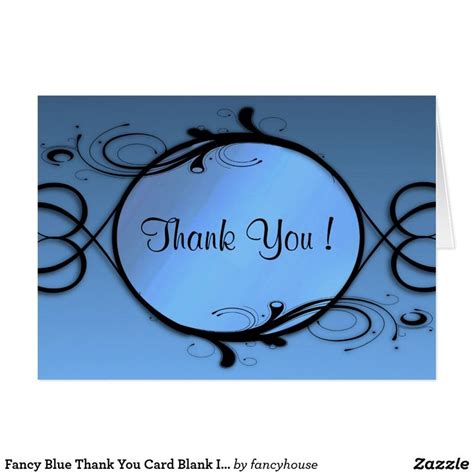 Fancy Blue Thank You Card Blank Inside Thank You Cards