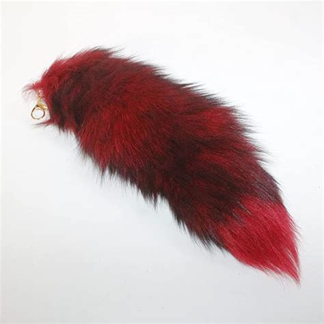 1 Dyed Red Fox Tail Key Ring 9817 Taxidermy Keychain