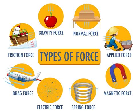 Types Of Force For Children Physics Educational Poster 1592151 Vector