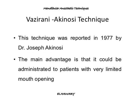 Mandibular Anesthetic Techniques