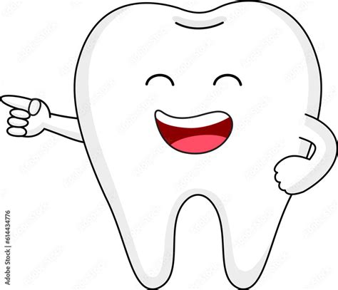 Cute Cartoon Tooth Character Laughing Dental Care Concept Vector