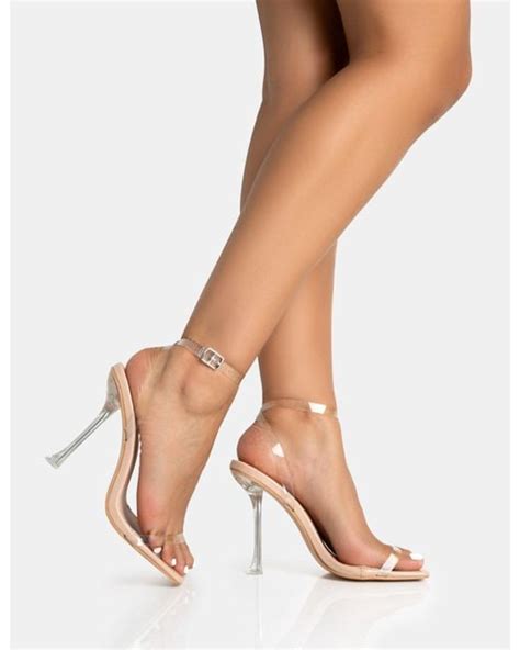 Public Desire Runway Nude Perspex Wrap Around Barely There Square Toe