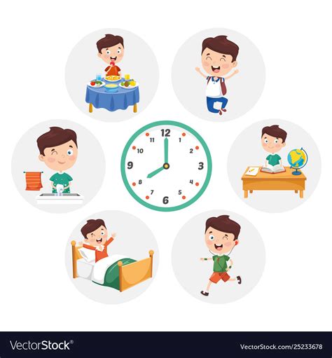 Kid Daily Routine Activities Royalty Free Vector Image
