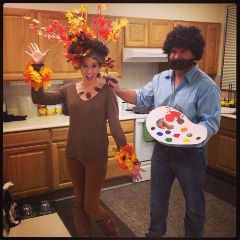 bob ross and his happy little tree couple halloween costumes tree costume couple halloween