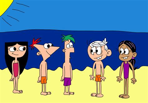Isabella Phineas Ferb Lincoln Ronnie In Beach By Matiriani28 On