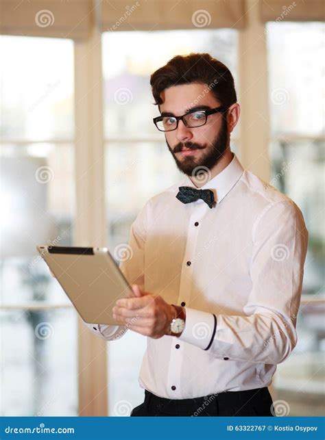 Young Businessman Working In Office With Tablet Stock Image Image Of