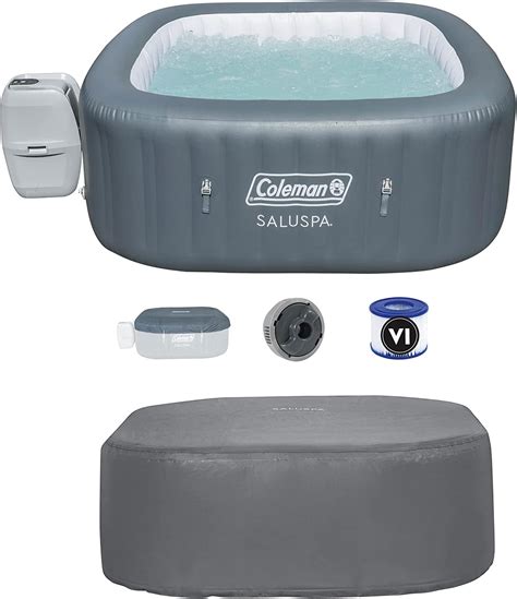 Coleman Saluspa 6 Person Inflatable Square Hot Tub Spa With 114 Airjets And 71 X 71 X 28 Inch