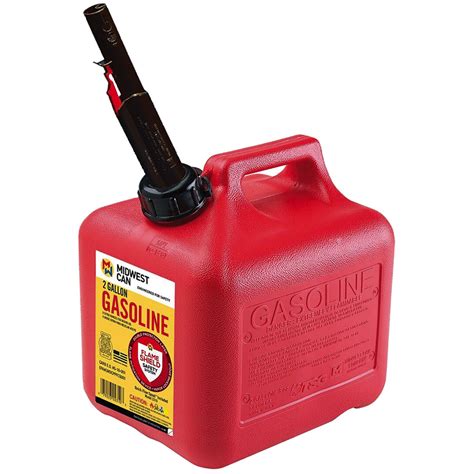 Midwest Can Red Polyethylene Gas Can Auto Shut Off 2 Gallons 845419