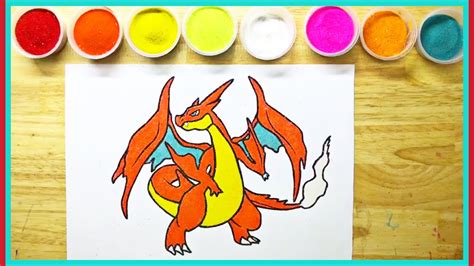 TÔ MÀu Tranh CÁt Pokemon Lizardon Mega Y Sand Painting Toys Pokemon